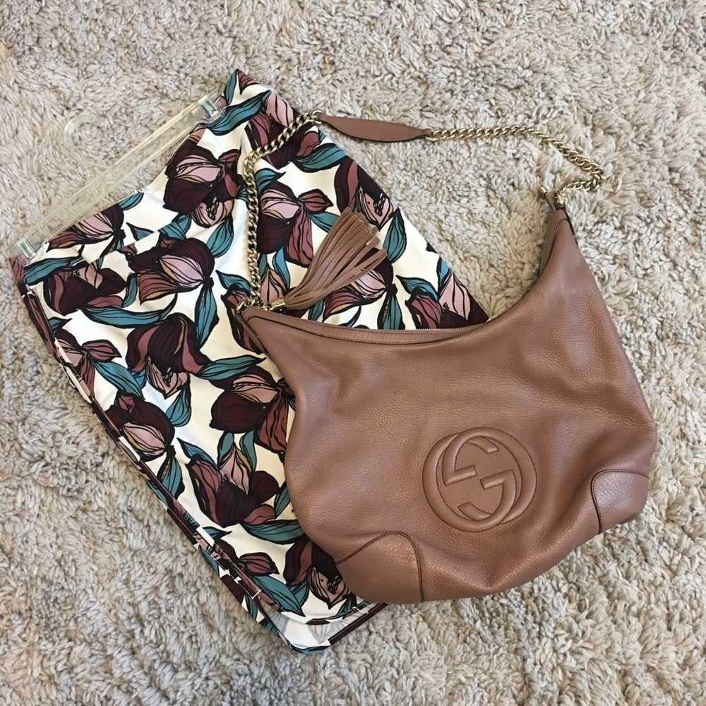 GUCCI Pebbled Leather Soho Chain Shoulder Bag